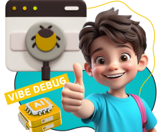 Тестирование & Vibe Debug. Охотники за багами - КИБЕРшкола программирования для детей, компьютерные курсы для школьников, начинающих и подростков - KIBERone г. Куркино